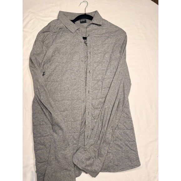 Armani Exchange Long Sleeve Snap Shirt, Gray - Blue, Slim Fit - Size Large NWT - Picture 1 of 3